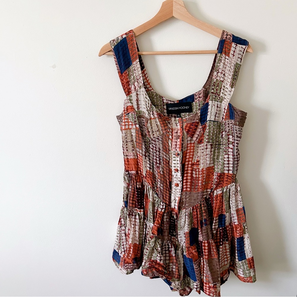 Vanessa Mooney The Elisabeth Romper in Patchwork Snakeskin Print 100% Silk Sz XL - Picture 2 of 5
